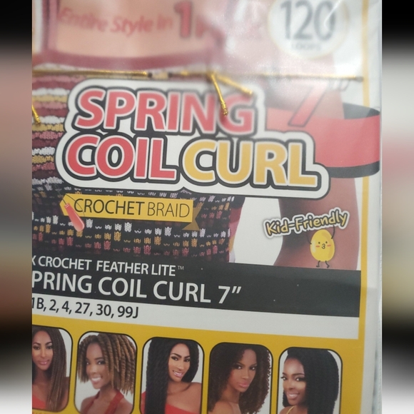 : 1 pk 7" 1B motown tress spring coil curl crochet braids 120 loops folded 240 - Picture 7 of 9